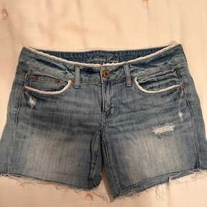 American Eagle Outfitters Light Blue Distressed Jean Shorts